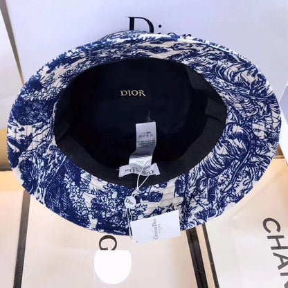 Klasyczny kapelusz typu Bucket Toile de Jouy w stylu vintage | Luksusowy kapelusz projektanta