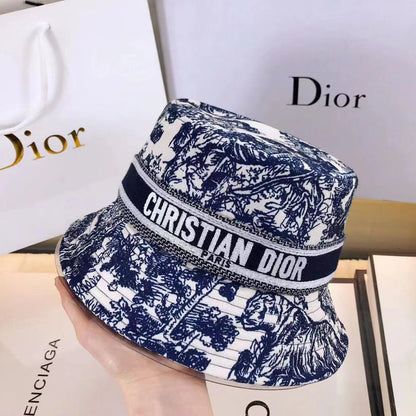 Klasyczny kapelusz typu Bucket Toile de Jouy w stylu vintage | Luksusowy kapelusz projektanta