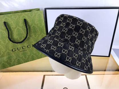 Classic GG Monogram Premium Denim Bucket Hat for Men & Women