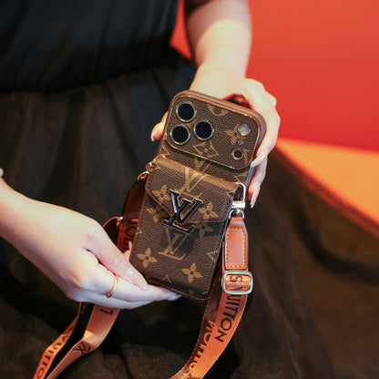 Premium Leather Crossbody Card Pocket Phone Case