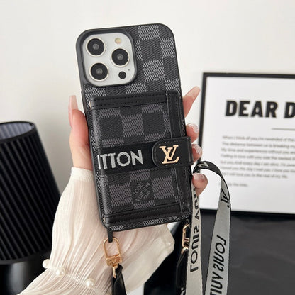 Ασπρόμαυρη θήκη για iPhone με αλυσίδα για κάρτες πολυτελείας