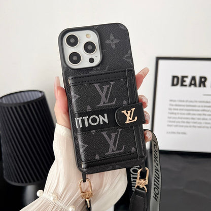 Ασπρόμαυρη θήκη για iPhone με αλυσίδα για κάρτες πολυτελείας