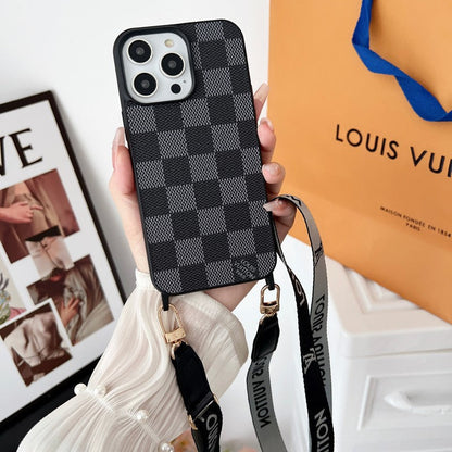 Luxuriöse iPhone-Hülle zum Umhängen in Schwarz und Weiß