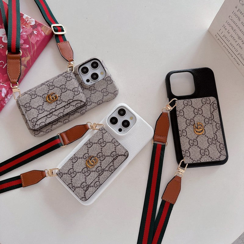 Funda de iPhone clásica con bolso cruzado para tarjetas premium