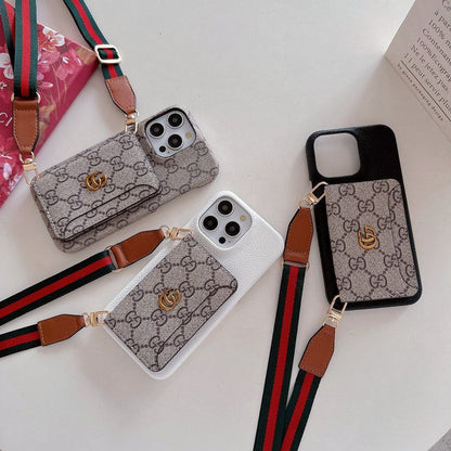 Funda de iPhone clásica con bolso cruzado para tarjetas premium