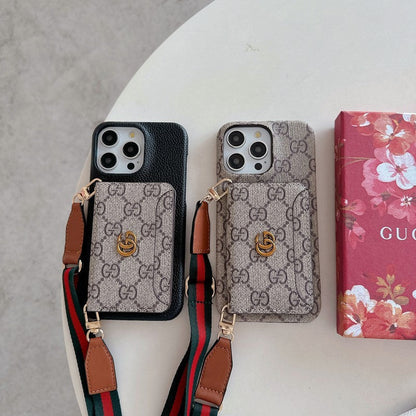 Funda de iPhone clásica con bolso cruzado para tarjetas premium