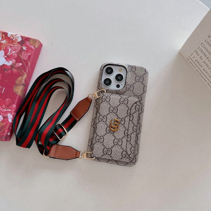 Funda de iPhone clásica con bolso cruzado para tarjetas premium