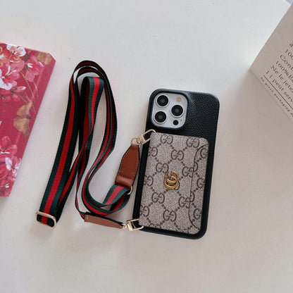 Funda de iPhone clásica con bolso cruzado para tarjetas premium