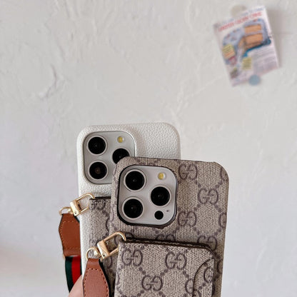 Funda de iPhone clásica con bolso cruzado para tarjetas premium