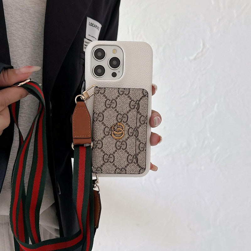 Funda de iPhone clásica con bolso cruzado para tarjetas premium