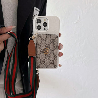Funda de iPhone clásica con bolso cruzado para tarjetas premium