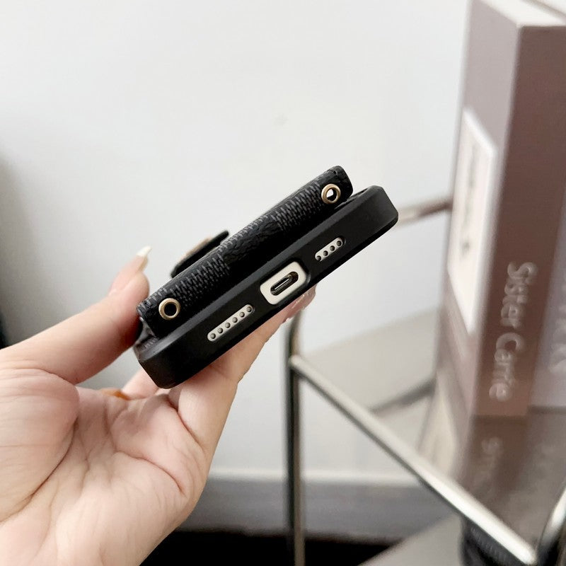 Lyxigt svart och vitt Crossbody Card Bag iPhone-fodral