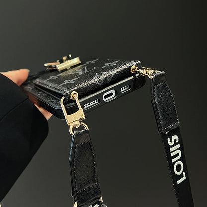 Cás iPhone Dubh Slabhra Mála Cárta Só