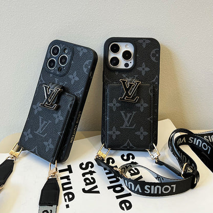 Cás iPhone Dubh Slabhra Mála Cárta Só