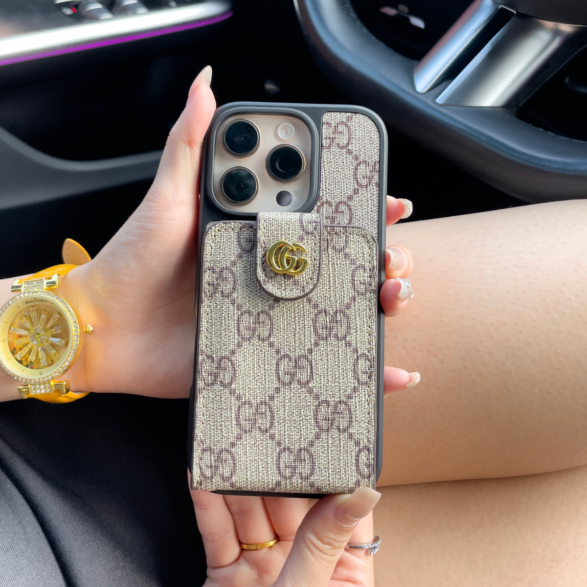 Luxury Crossbody iPhone Case with Card Holder & Strap