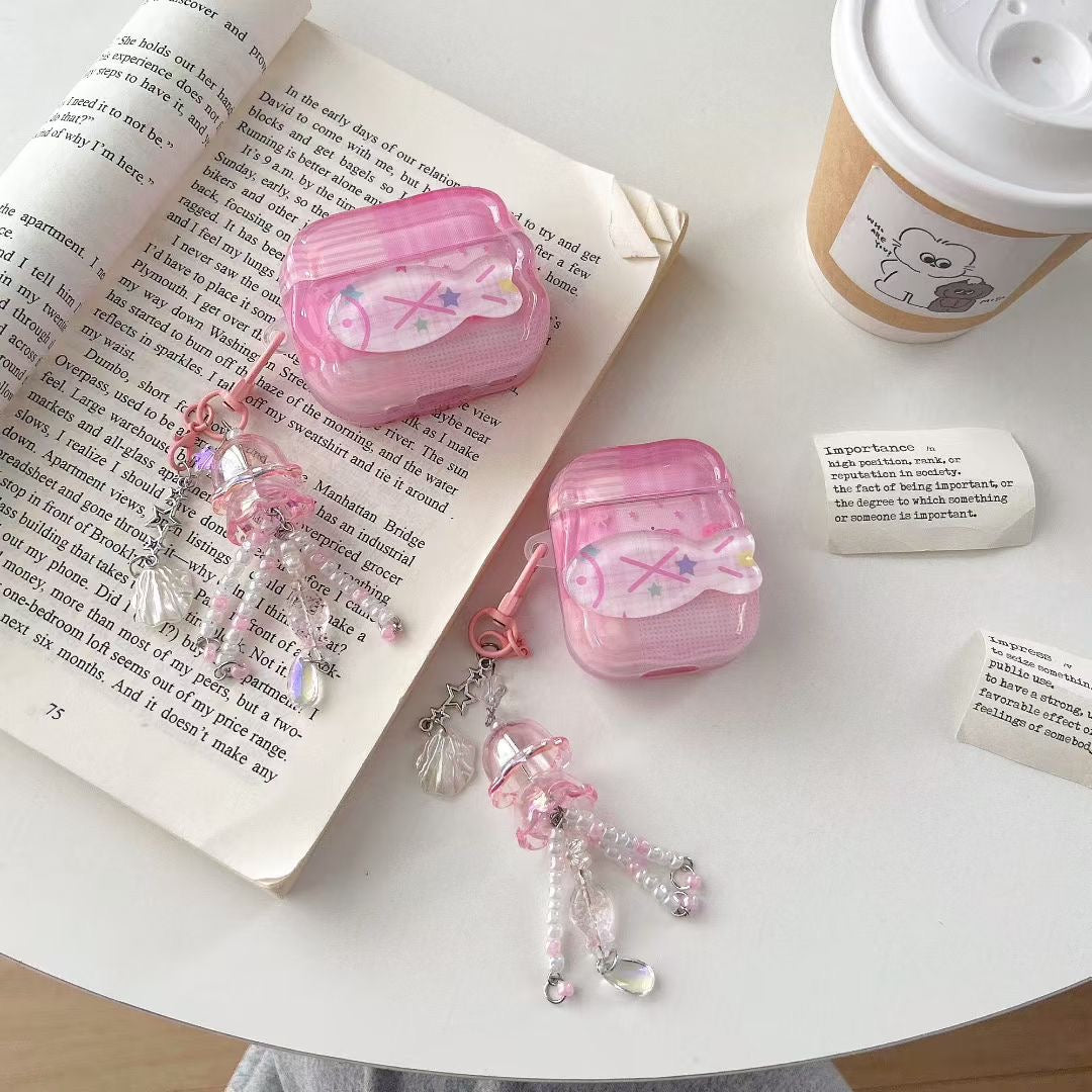 Pink Unicorn AirPods Case with Crystal Beaded Charm