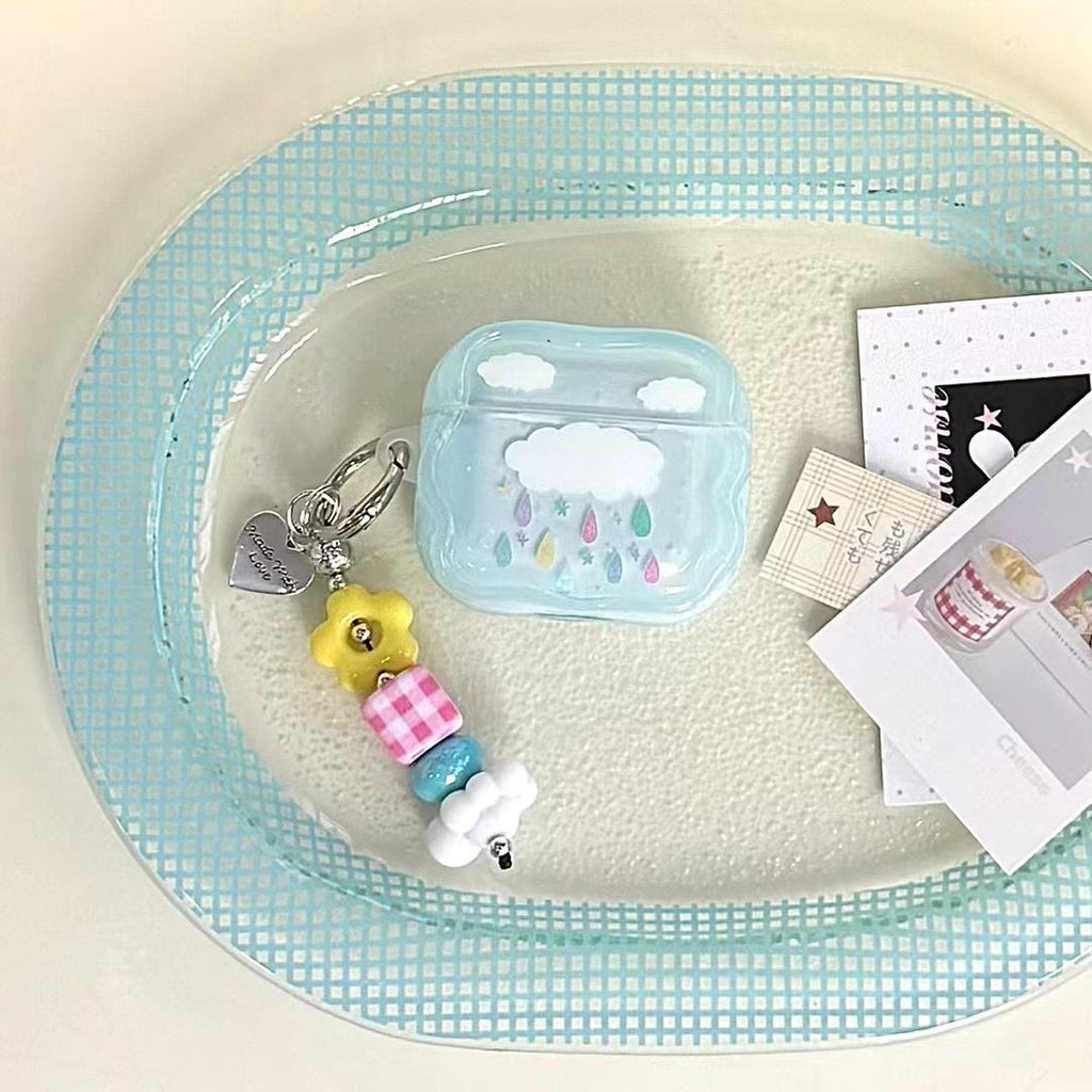 Blue Cloud AirPods Case with Beaded Charm