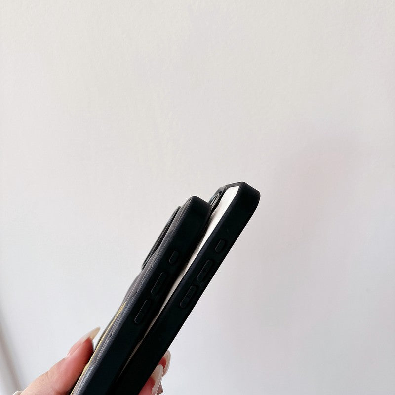 Funda de iPhone de cuero blanco y negro Saint