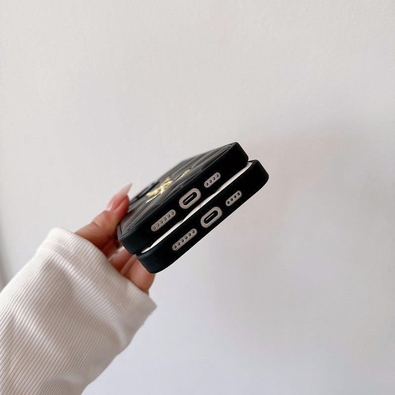 Funda de iPhone de cuero blanco y negro Saint