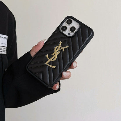 Funda de iPhone de cuero blanco y negro Saint