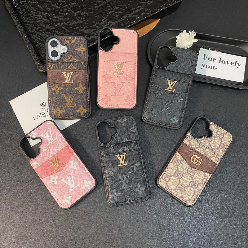 Ylellinen korttilaukku Klassisen värinen iPhone-kotelo