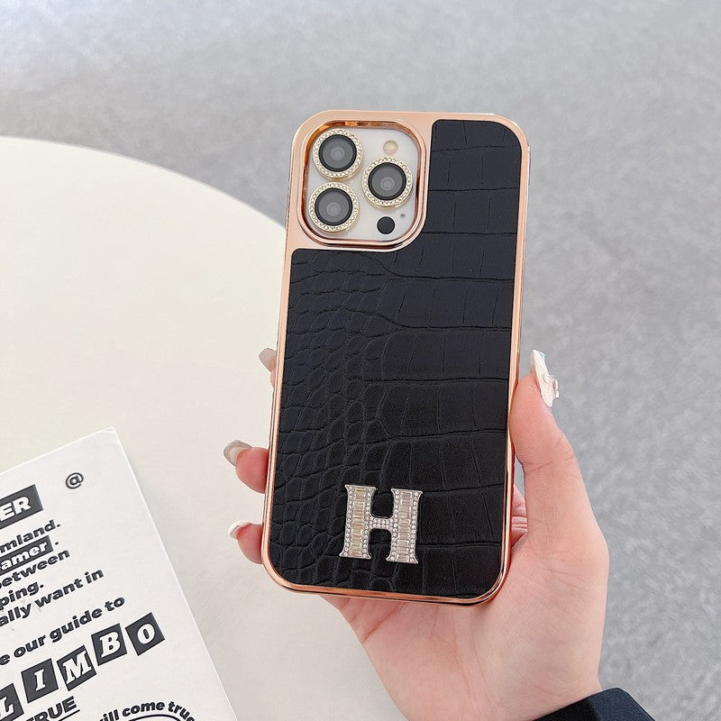 Klasyczne etui na iPhone'a z logo w kształcie diamentu w kolorze różowego złota