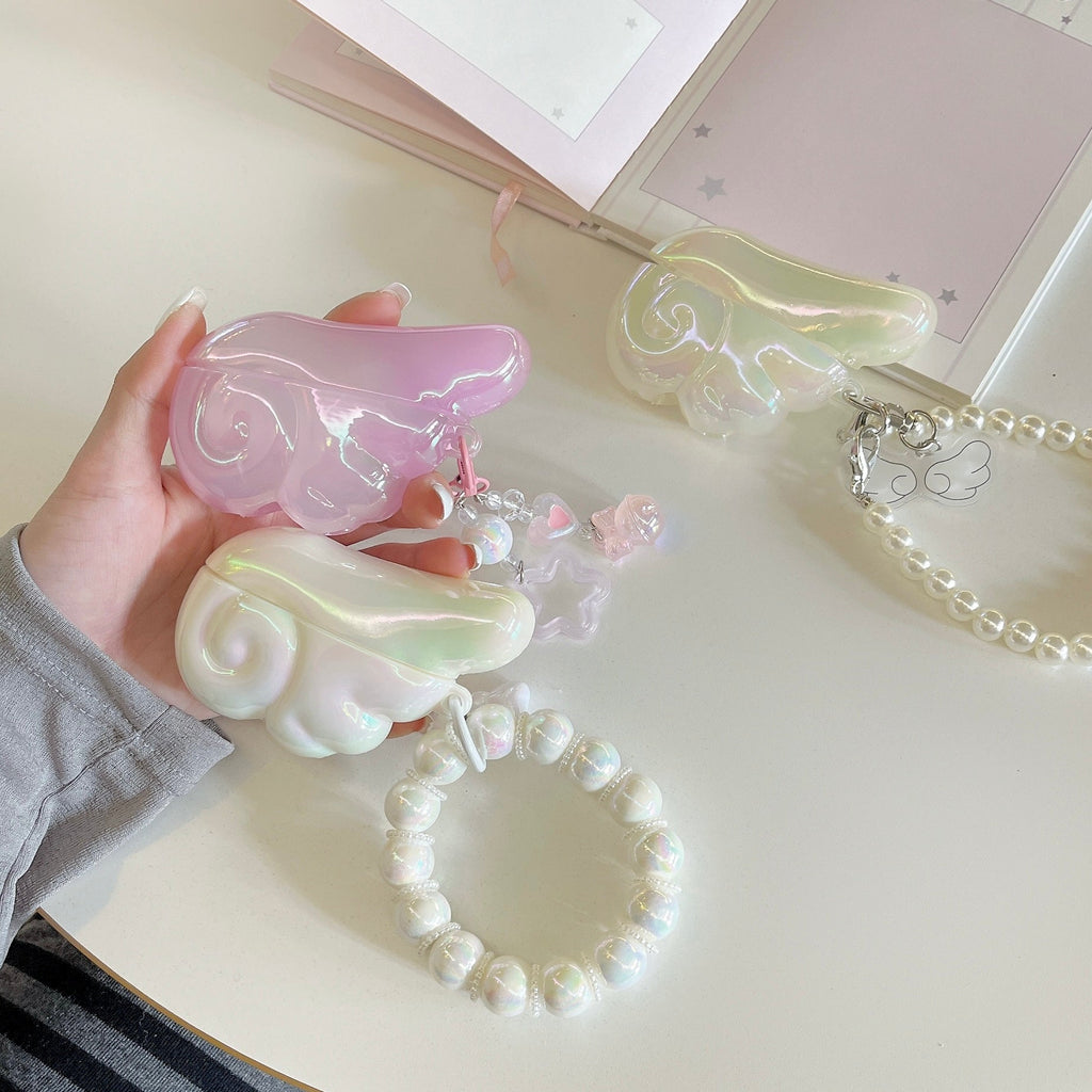 Angel Wing AirPods Case with Pearl & Beaded Charm