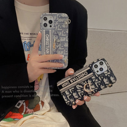 Μόδα Μαύρη & Γκρι Υφασμάτινη τσάντα για iPhone Θήκη για iPhone