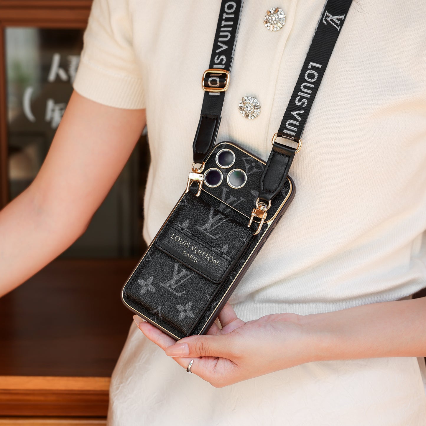 Premium Leather Crossbody Card Pocket Phone Case