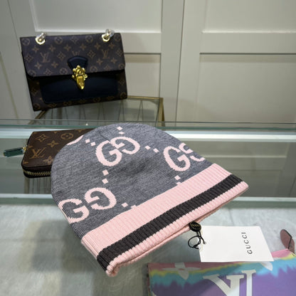 Klassinen GG Jacquard villaneulepipo | Ylellinen design-talvihattu