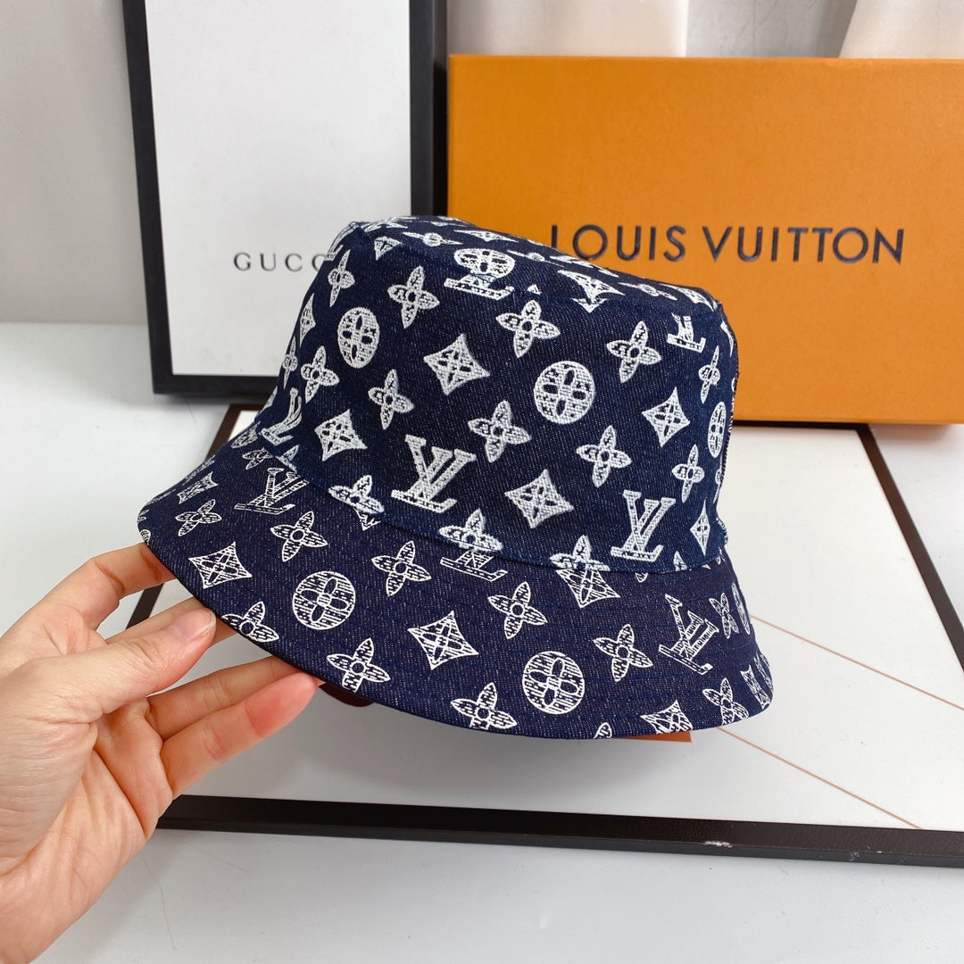 Luxury Monogram Denim Bucket Hat | Luxury Designer 1v -hattu