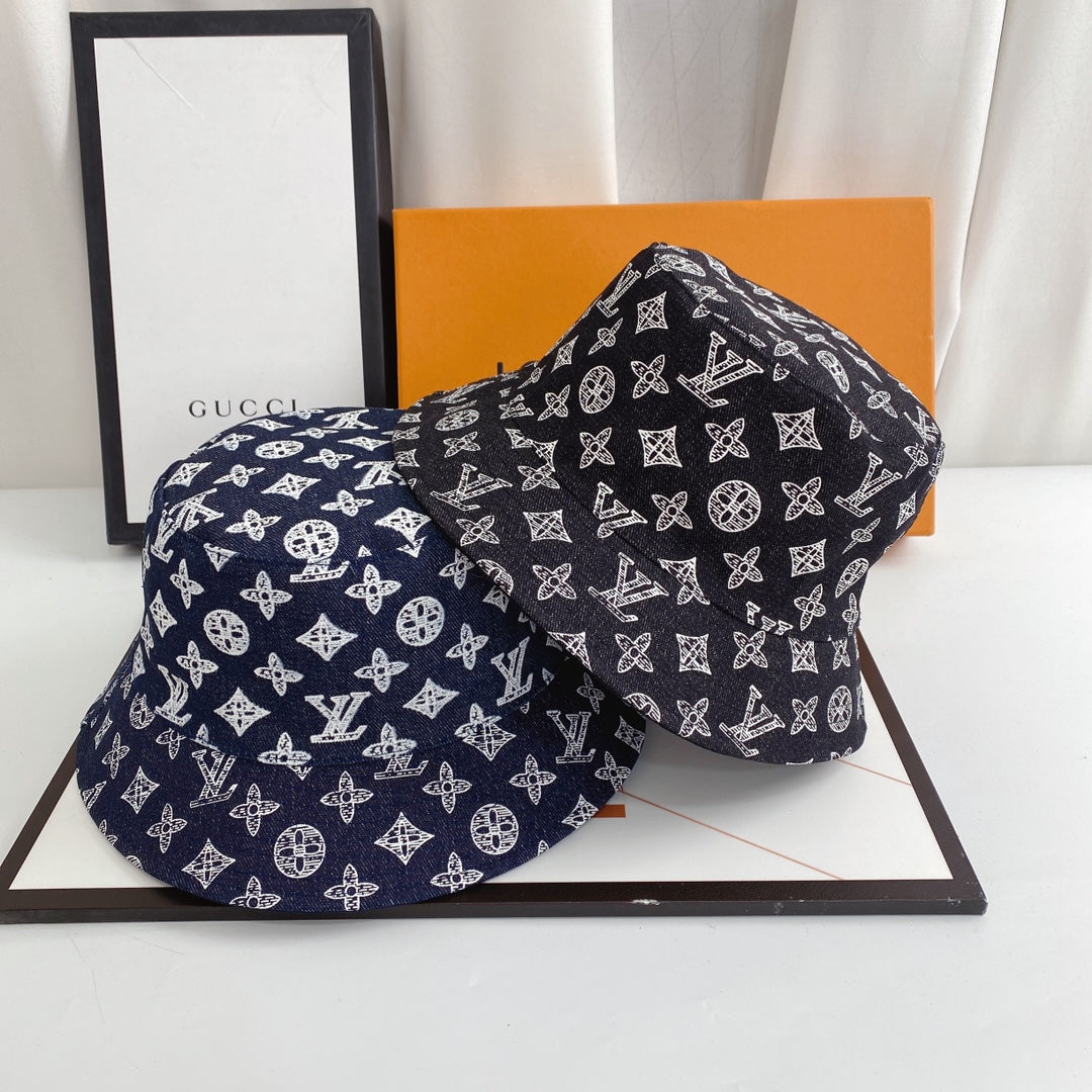 Luxury Monogram Denim Bucket Hat | Luxury Designer 1v -hattu