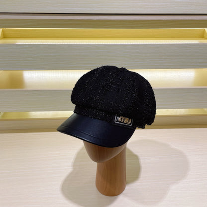 Luxuriöse Newsboy-Mütze aus Tweed | Luxus-Designerhut für Damen