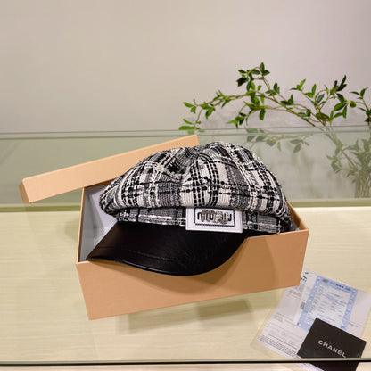 Luxuriöse Newsboy-Mütze aus Tweed | Luxus-Designerhut für Damen