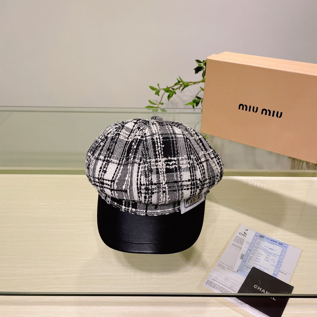 Luxuriöse Newsboy-Mütze aus Tweed | Luxus-Designerhut für Damen