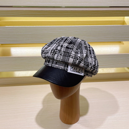 Luxuriöse Newsboy-Mütze aus Tweed | Luxus-Designerhut für Damen