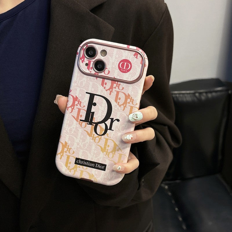 Mode wit en bruin lederen iPhone-hoesje
