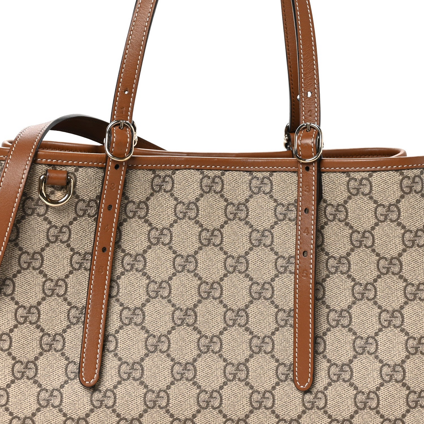 Bolso tote largo clásico con emblema de monograma Beige