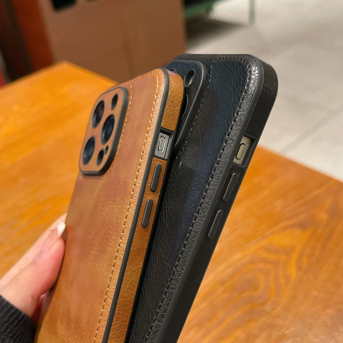 Premium vintage lær iPhone-deksel – Soft Touch støtsikkert beskyttelsesdeksel