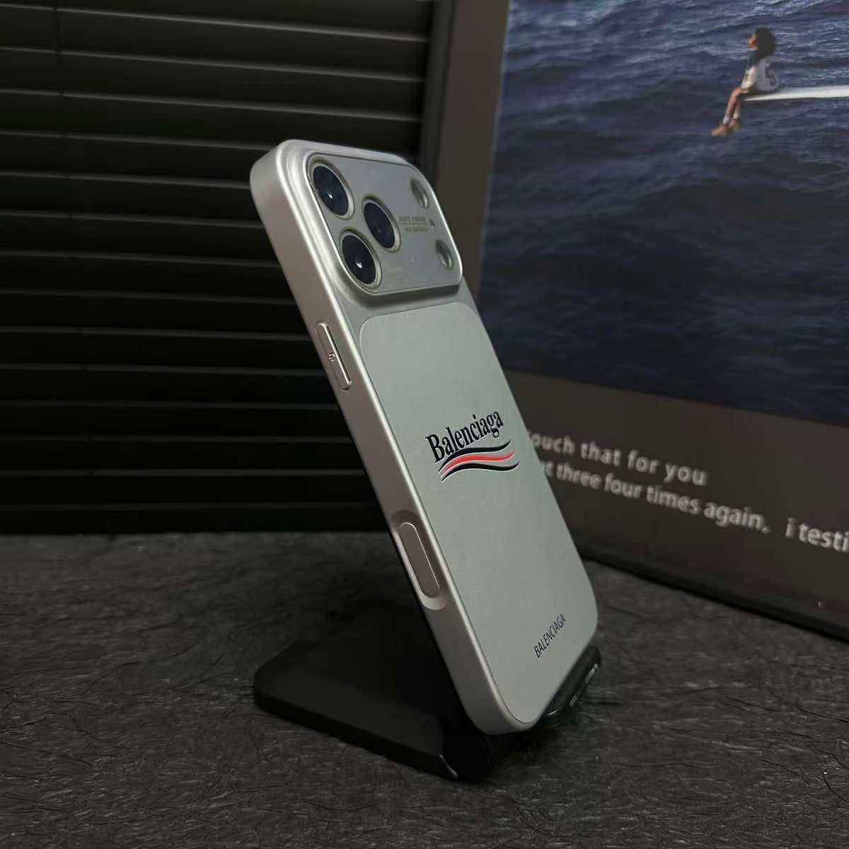Balenciaga-Inspired Matte Protective iPhone Case with Full-Lens Protection