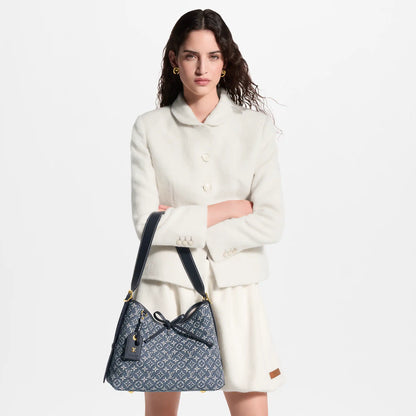 Denim Jacquard Hobo Bag