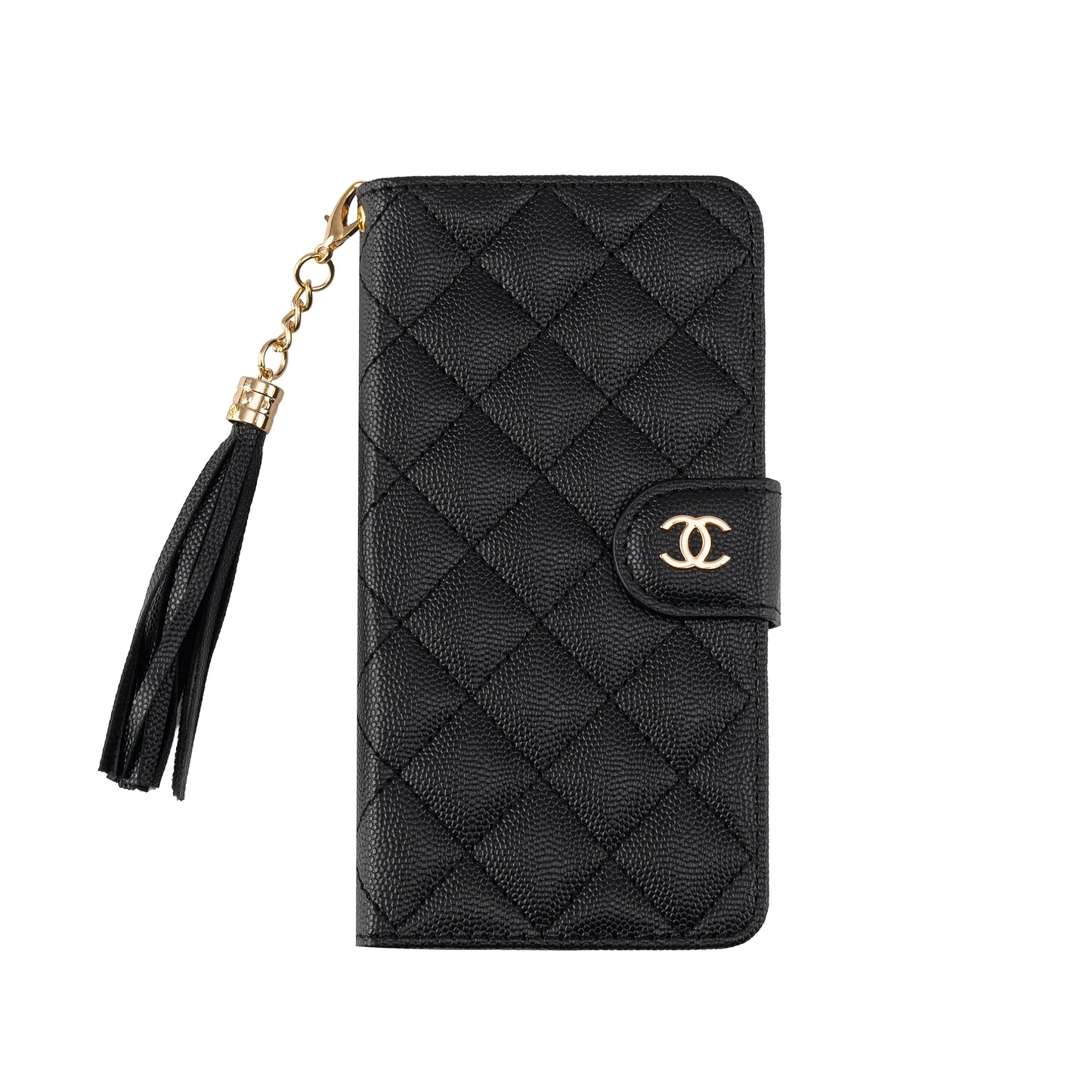 Luxury Quilted Leather Flip Wallet Phone Case With Tassel