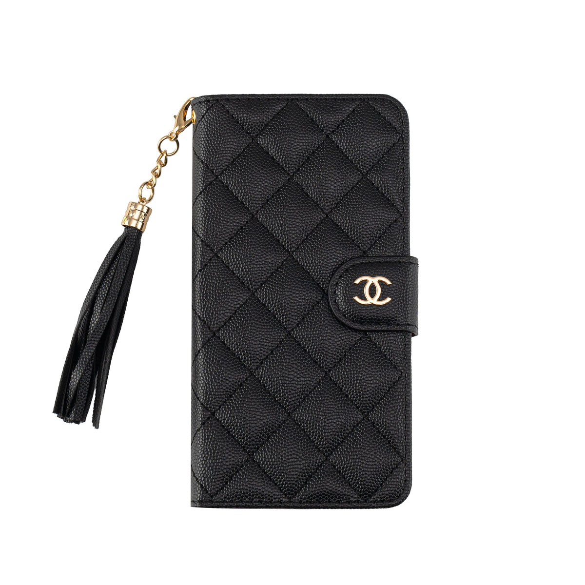 Lyxigt vadderat läder Flip Wallet telefonfodral med tofs