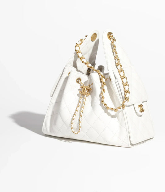 Small Handbag Grained Calfskin & Gold-Tone Metal Bag